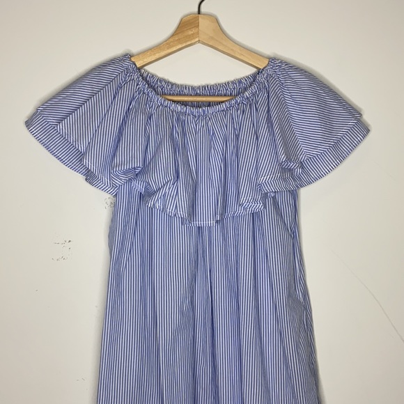 Zara 100% Algodon Cotton Striped Tube Top Ruffle Dress - Picture 4 of 10